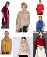 Moda kobiety szalik cienkie szale jednolity kolor kobiety szalik zimowe Hijabs frędzle długi kaszmirowy jak Pashmina Hijabs szaliki okłady 5